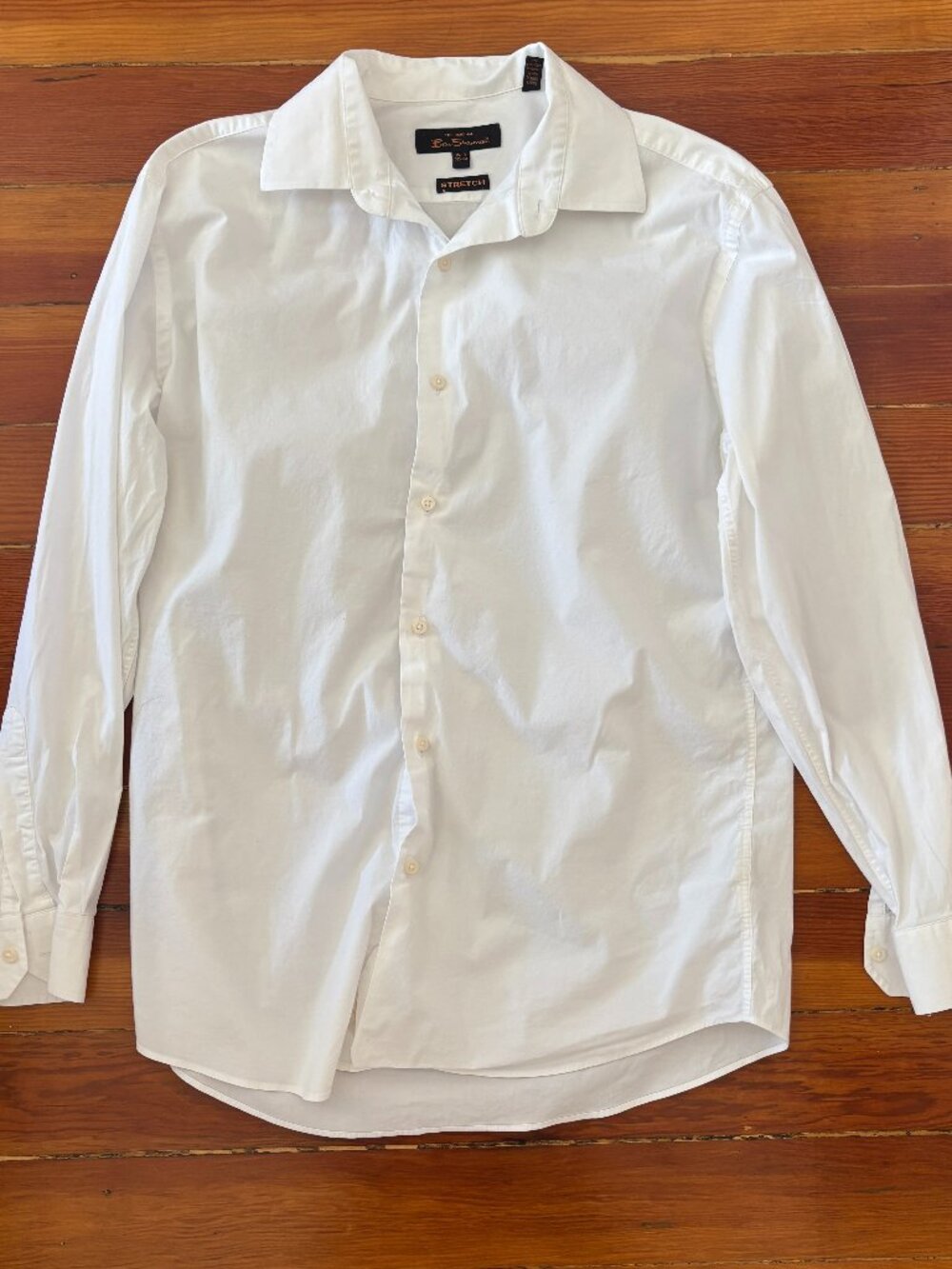 Y2K Vintage Ben Sherman Slim Stretch White Cotton Men's Button Down SMALL